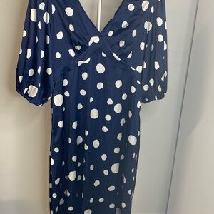 Elegant Navy Polka Dot Maxi Dress